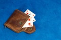 Purse made Ã¢â¬â¹Ã¢â¬â¹of leather and playing cards